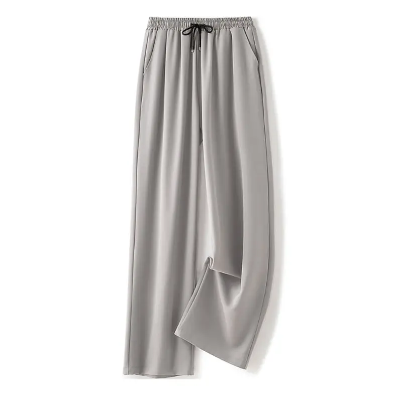 Black Wide Leg Ice Silk Pants Plus Size Loose Fit - Image 2