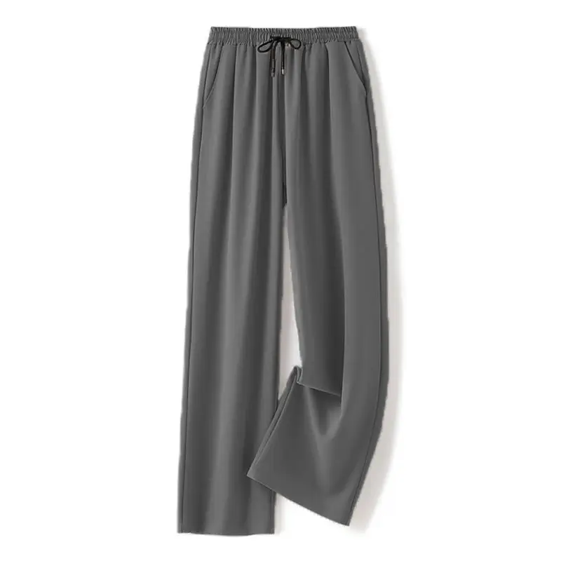 Black Wide Leg Ice Silk Pants Plus Size Loose Fit - Image 3