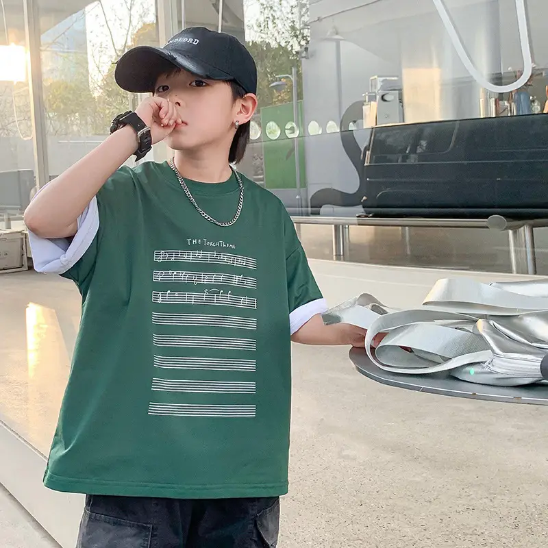 Boys White Graphic T-Shirt Mid Big Summer 2024