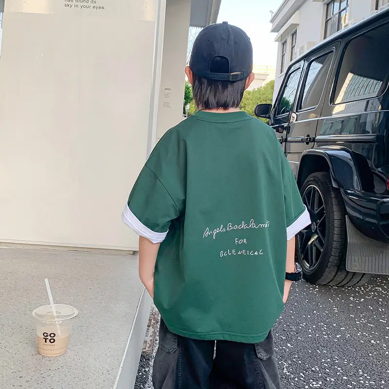 Boys White Graphic T-Shirt Mid Big Summer 2024