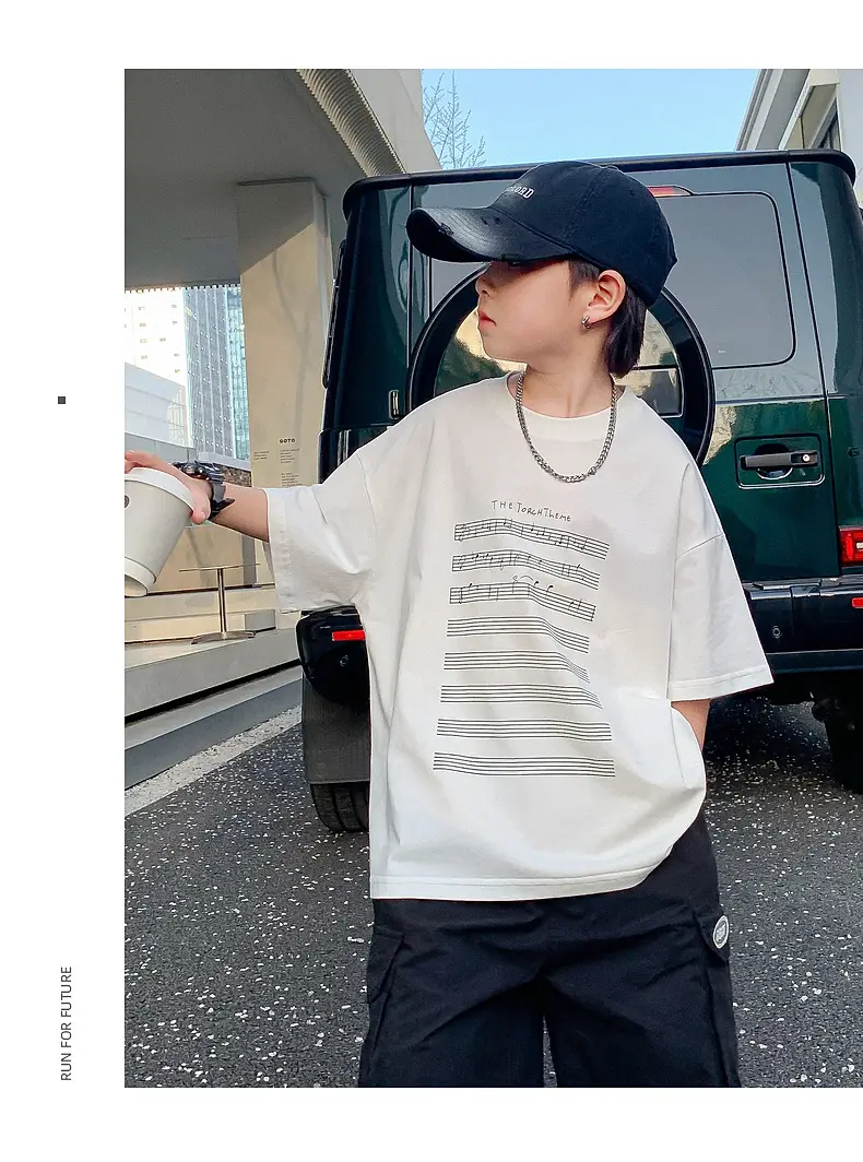 Boys White Graphic T-Shirt Mid Big Summer 2024 — feature 14