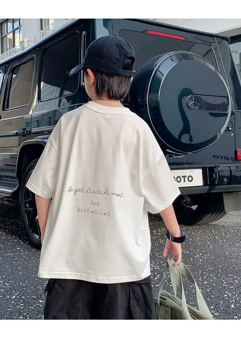Boys White Graphic T-Shirt Mid Big Summer 2024 — feature 15