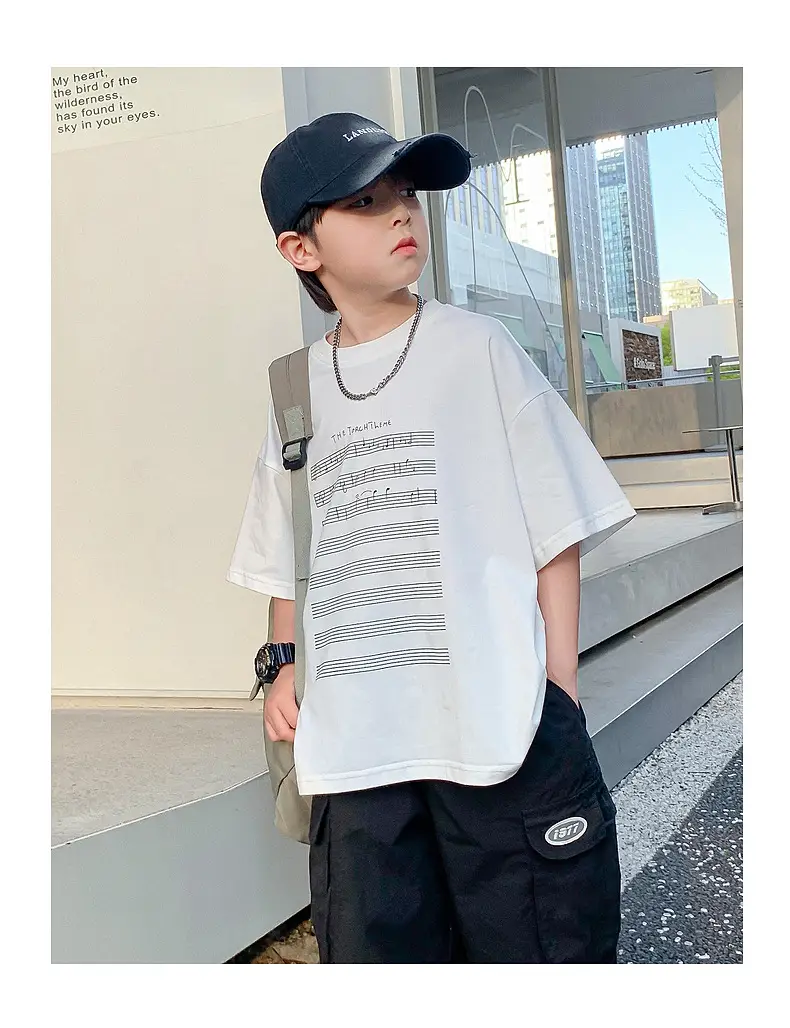 Boys White Graphic T-Shirt Mid Big Summer 2024 — feature 16