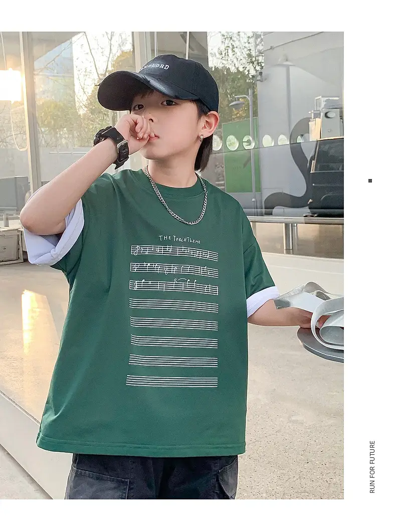 Boys White Graphic T-Shirt Mid Big Summer 2024 — feature 8