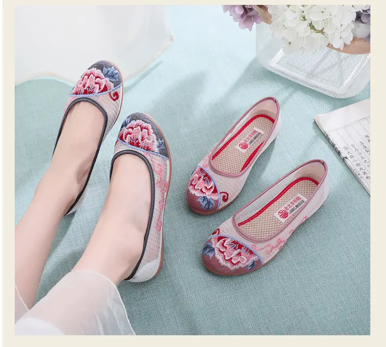 Spring and Summer New Old Beijing Cloth Shoes Breathable Mesh Shoes Women's Middle-aged and Elderly Mother Shoes Non-slip Soft Sole All-match Embroidered Sandals — feature 14