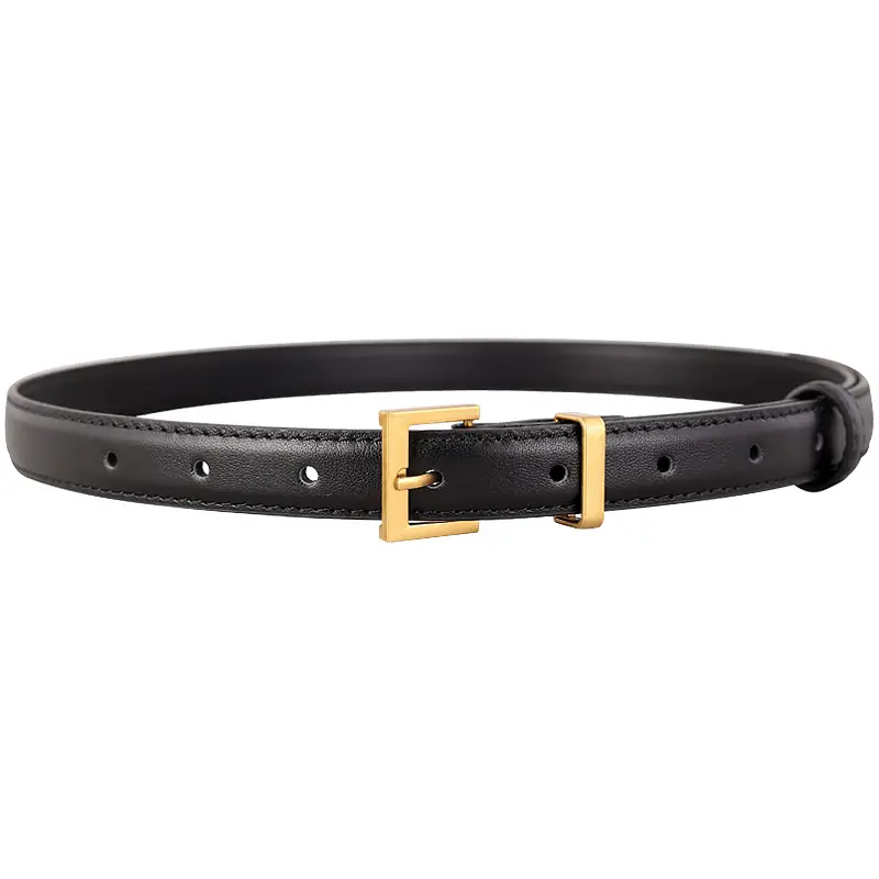 Women's Cowhide Leather Belt with Gold Buckle & Oil Coated Edge - Image 8