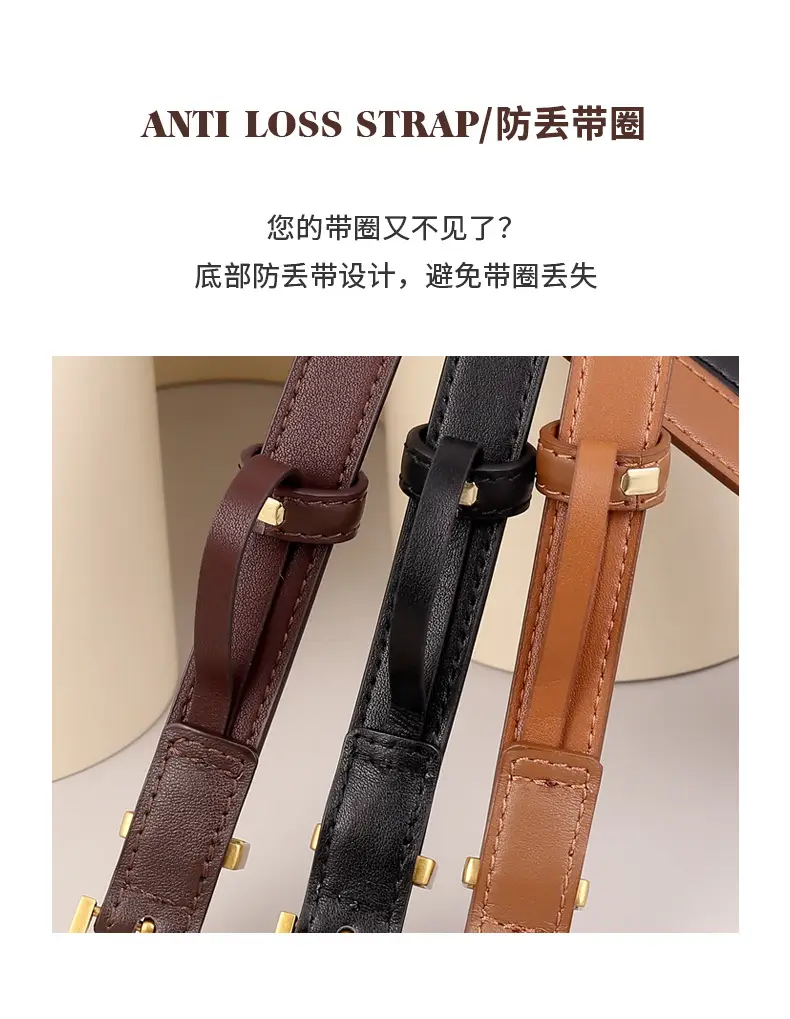 Women's Cowhide Leather Belt with Gold Buckle & Oil Coated Edge — feature 7