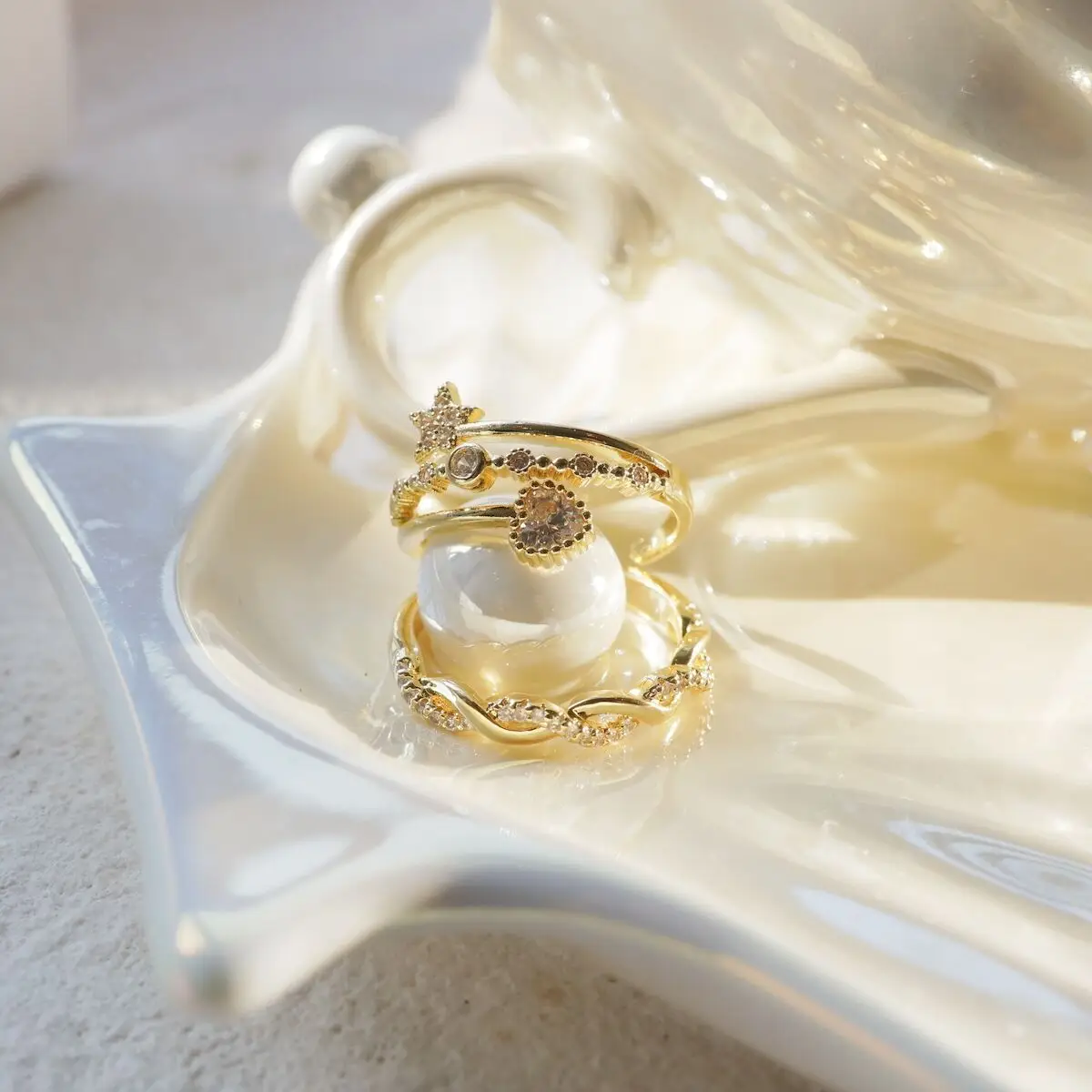 Love Five-Peared Star Ring for Women Gold Plated — feature 8