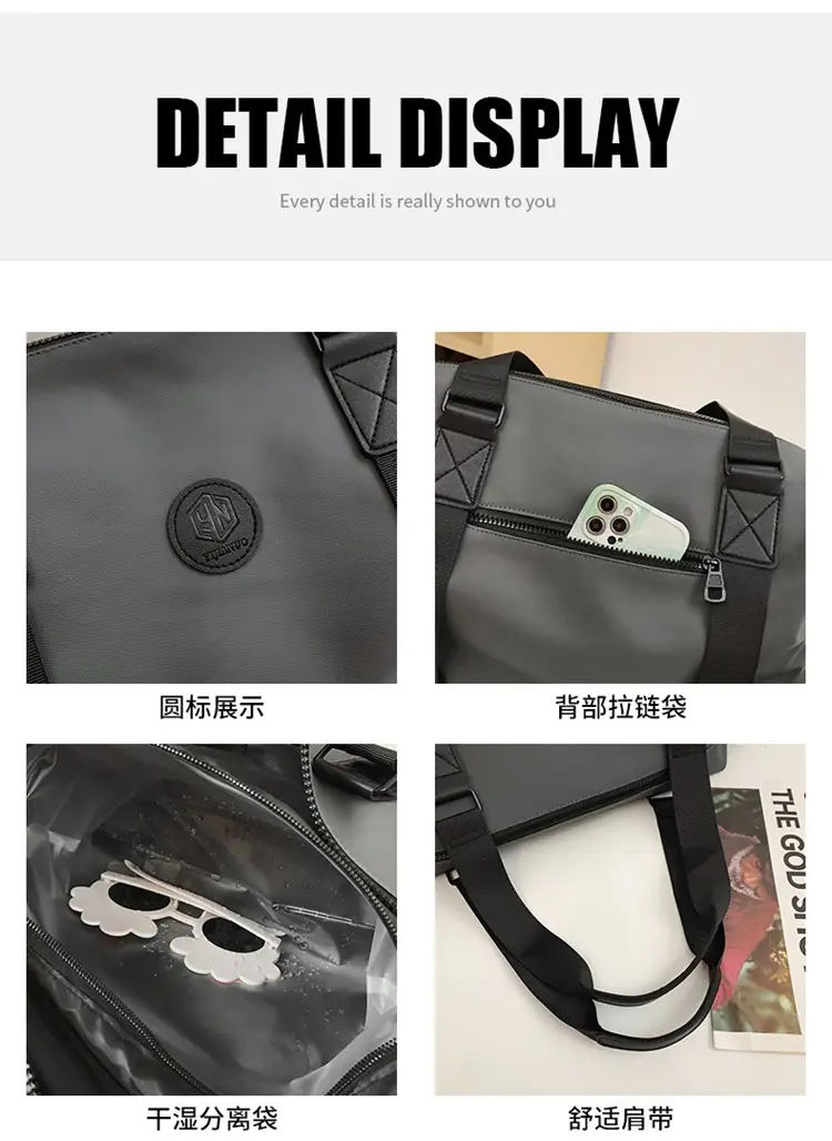 Lightweight Satchel Travel Bag Black Shoulder Crossbody Sports Storage — feature 50