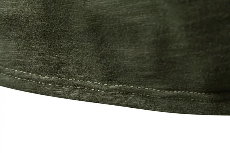 Men's V-neck T-shirt Olive Green 4-Button Slub Cotton — feature 32