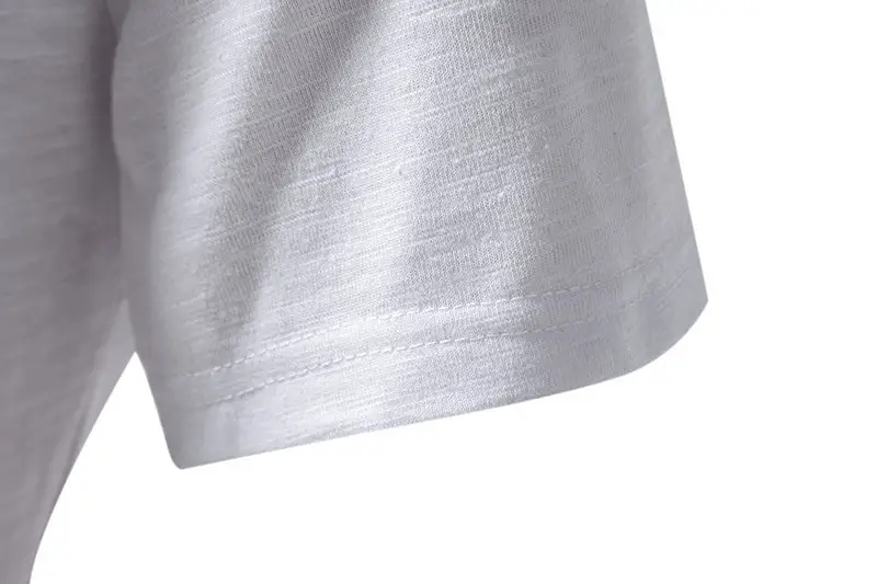 Men's V-neck T-shirt Olive Green 4-Button Slub Cotton — feature 7