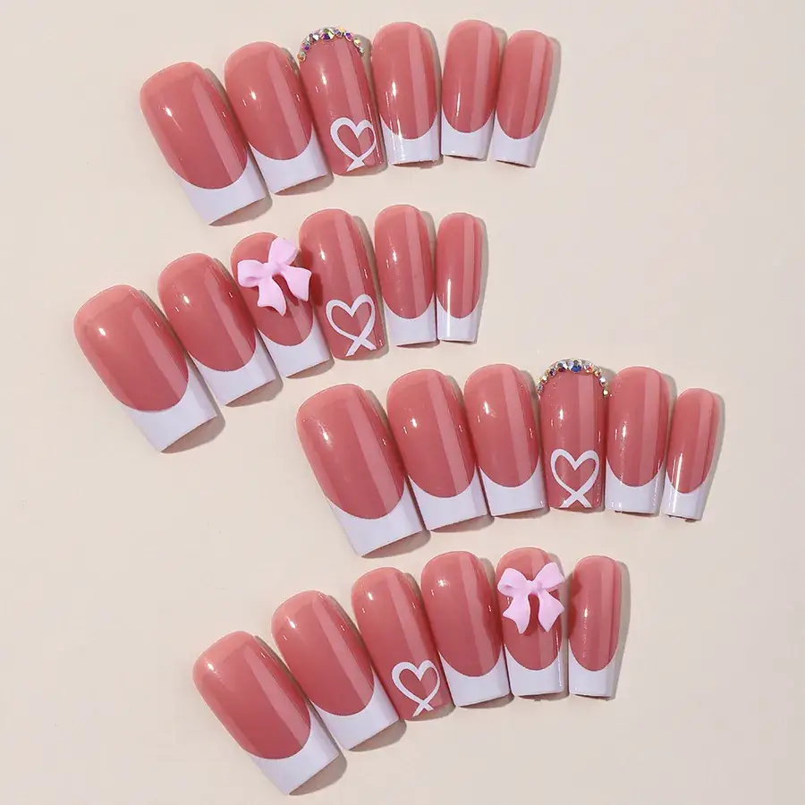Cross-border French fake nails with bow design 24 pcs - Image 12
