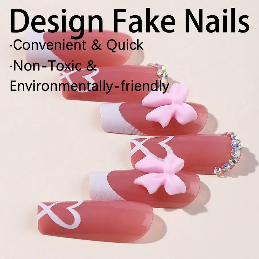 Cross-border French fake nails with bow design 24 pcs - Image 13