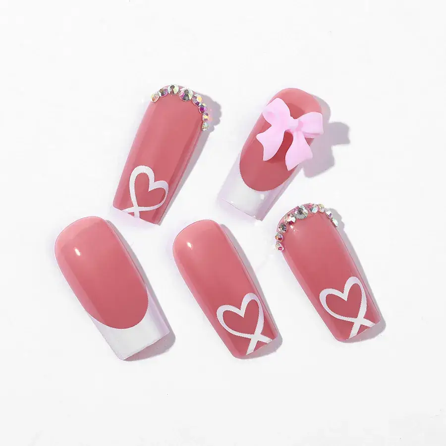 Cross-border French fake nails with bow design 24 pcs - Image 15