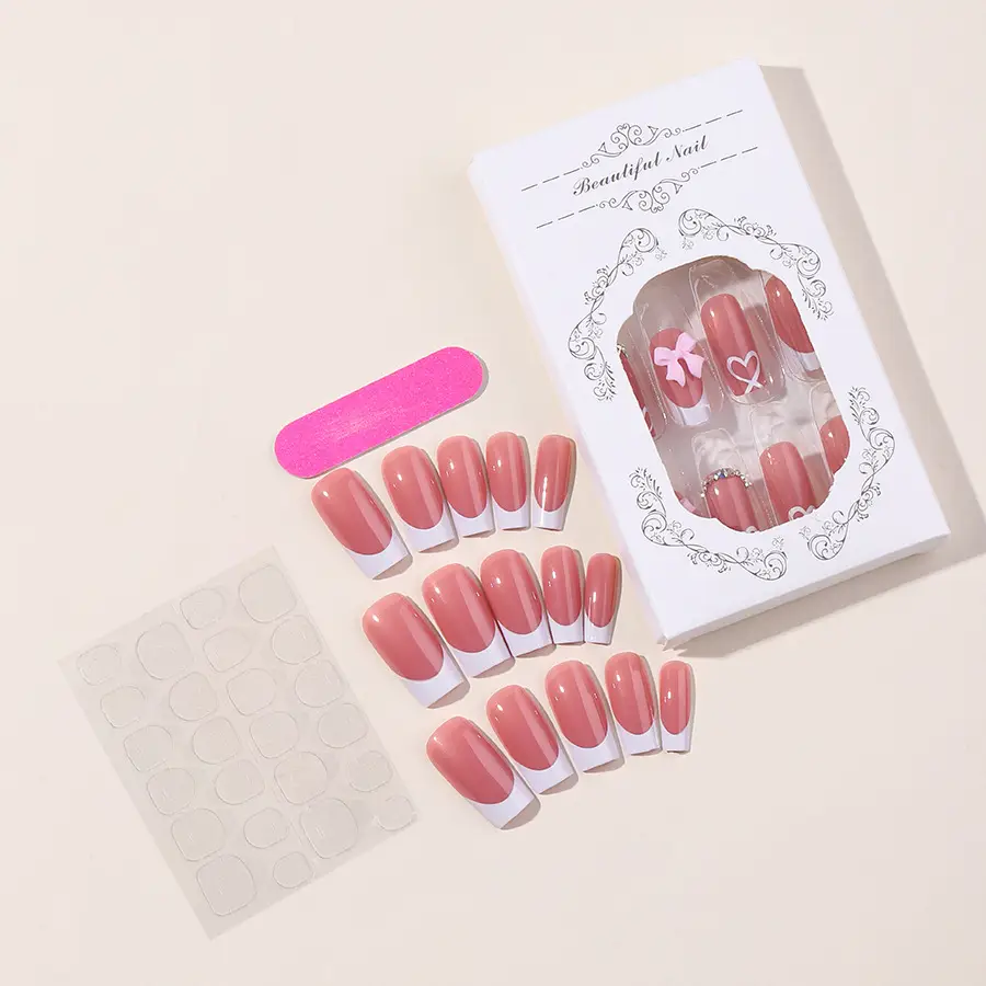 Cross-border French fake nails with bow design 24 pcs — feature 9