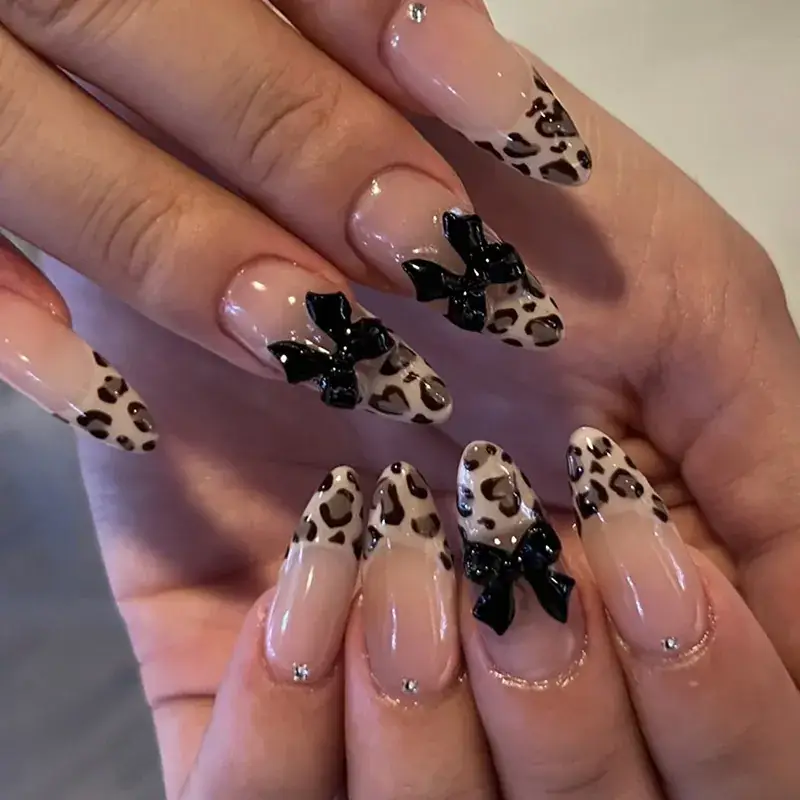 Cross-border French fake nails with bow design 24 pcs - Image 7