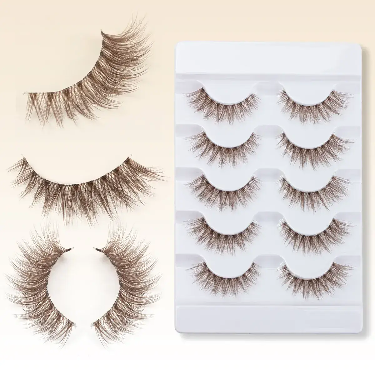 Meiyi 3D Synthetic Eyelashes Brown 3 Pairs — feature 12