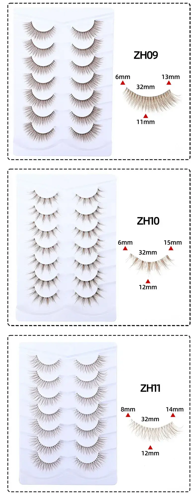 Meiyi 3D Synthetic Eyelashes Brown 3 Pairs — feature 7
