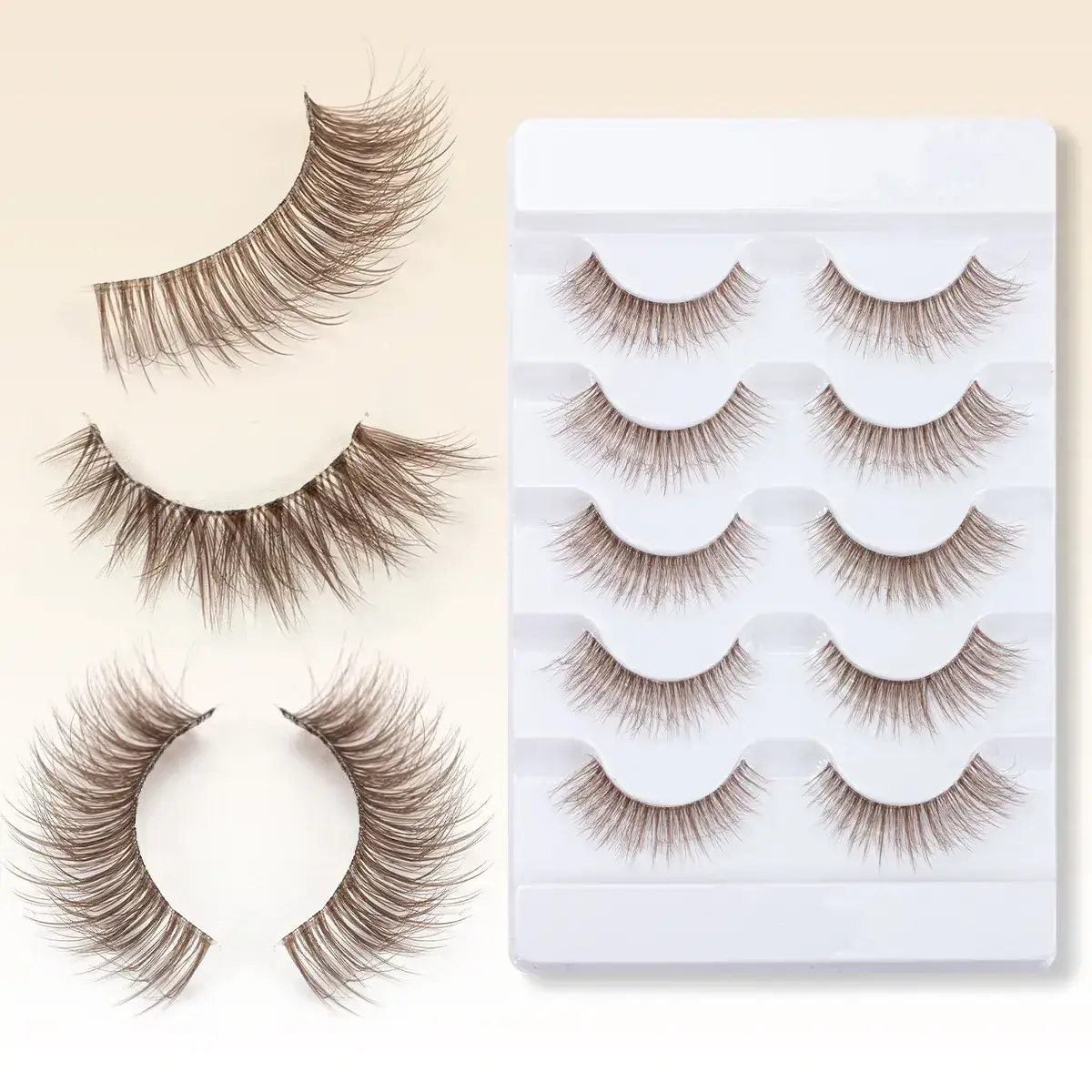 Meiyi 3D Synthetic Eyelashes Brown 3 Pairs — feature 9