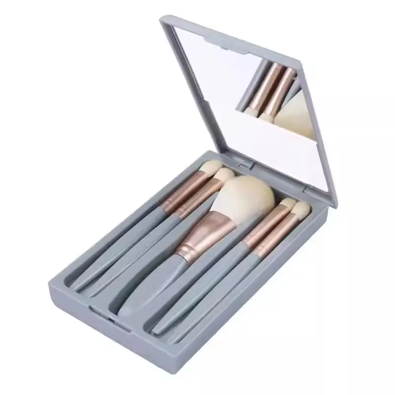 5-Piece Mirror Case Makeup Brush Set with Mirror - Image 9