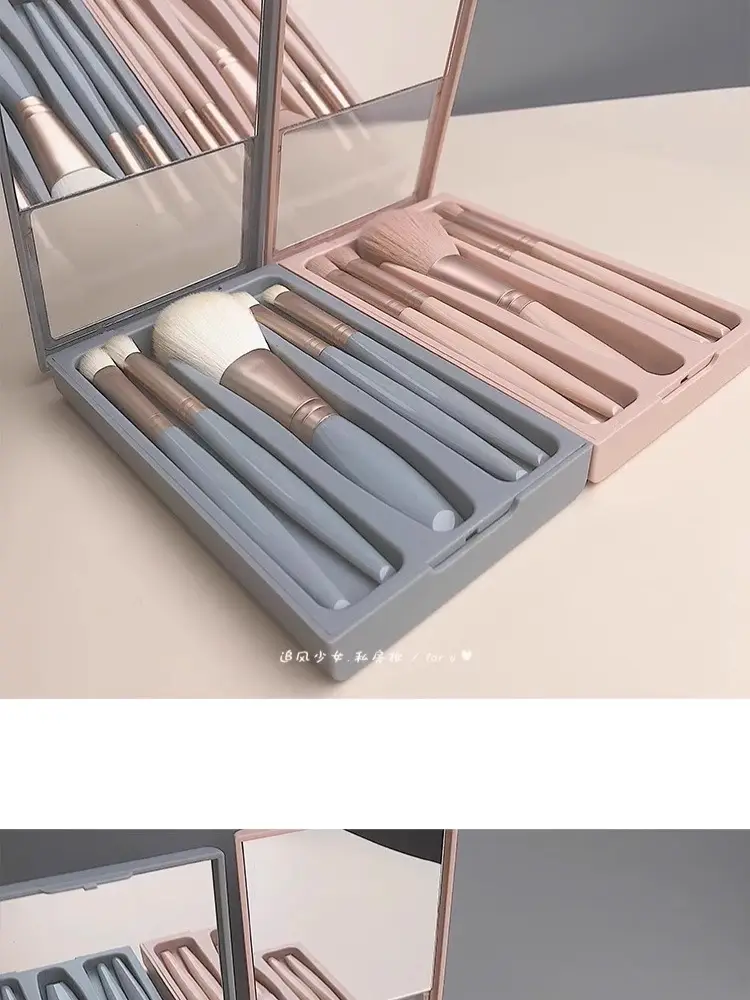 5-Piece Mirror Case Makeup Brush Set with Mirror β feature 7