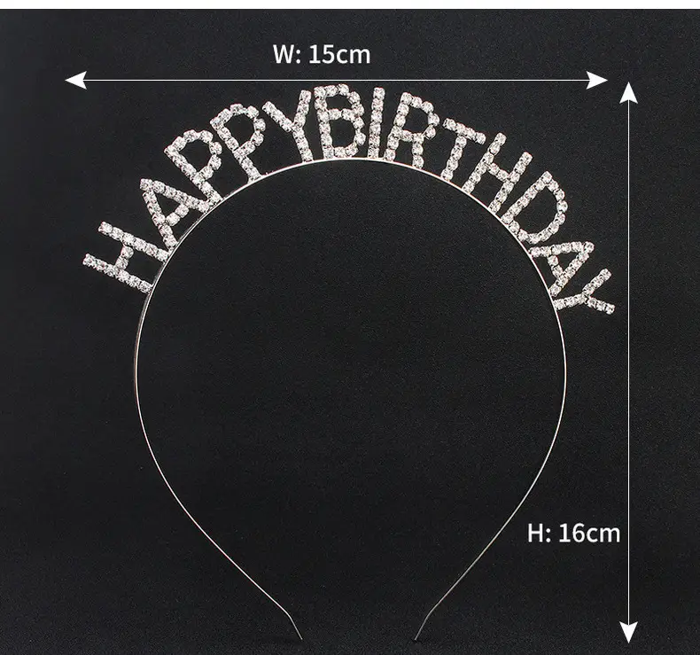 European & American Birthday Headband with Crystal Letter "Happy Birthday" — feature 4