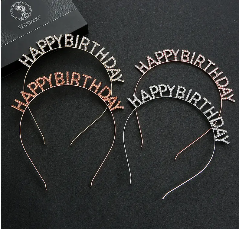 European & American Birthday Headband with Crystal Letter "Happy Birthday" — feature 6