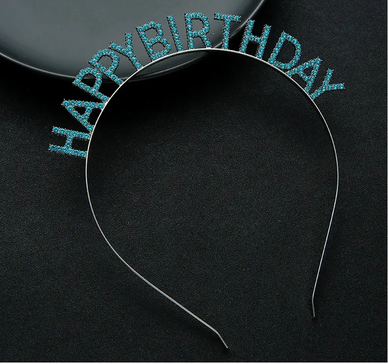 European & American Birthday Headband with Crystal Letter "Happy Birthday" — feature 7