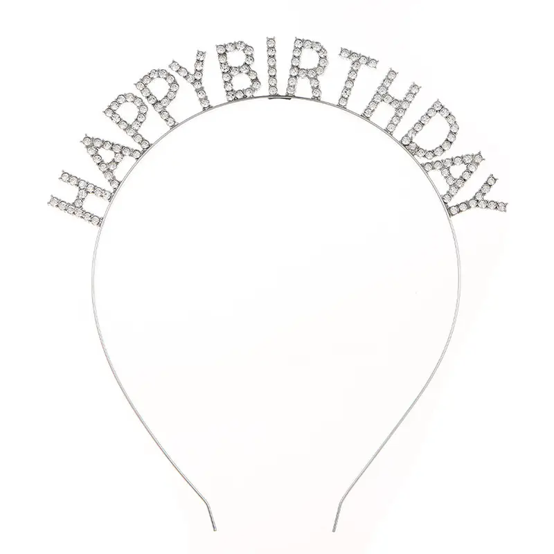 European & American Birthday Headband with Crystal Letter "Happy Birthday" - Image 2
