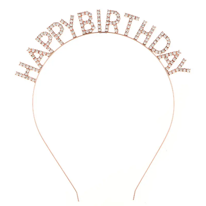 European & American Birthday Headband with Crystal Letter "Happy Birthday" - Image 3