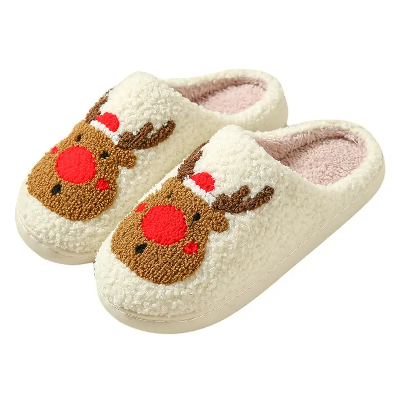 Cross-Border Cute New Christmas Elk Cotton Slippers for Women Winter Ins Warm Home Indoor Couple Plush Outer Wear - Image 14