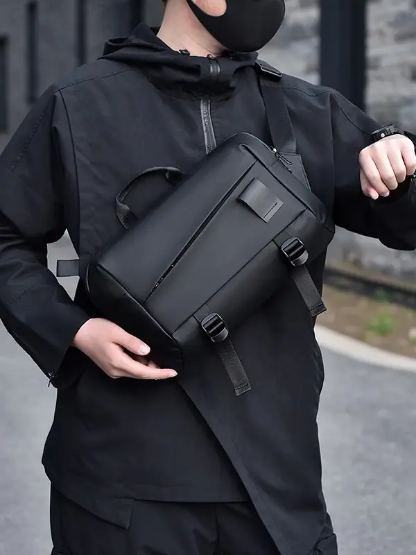 Men's Waterproof Crossbody Bag Large Capacity Black