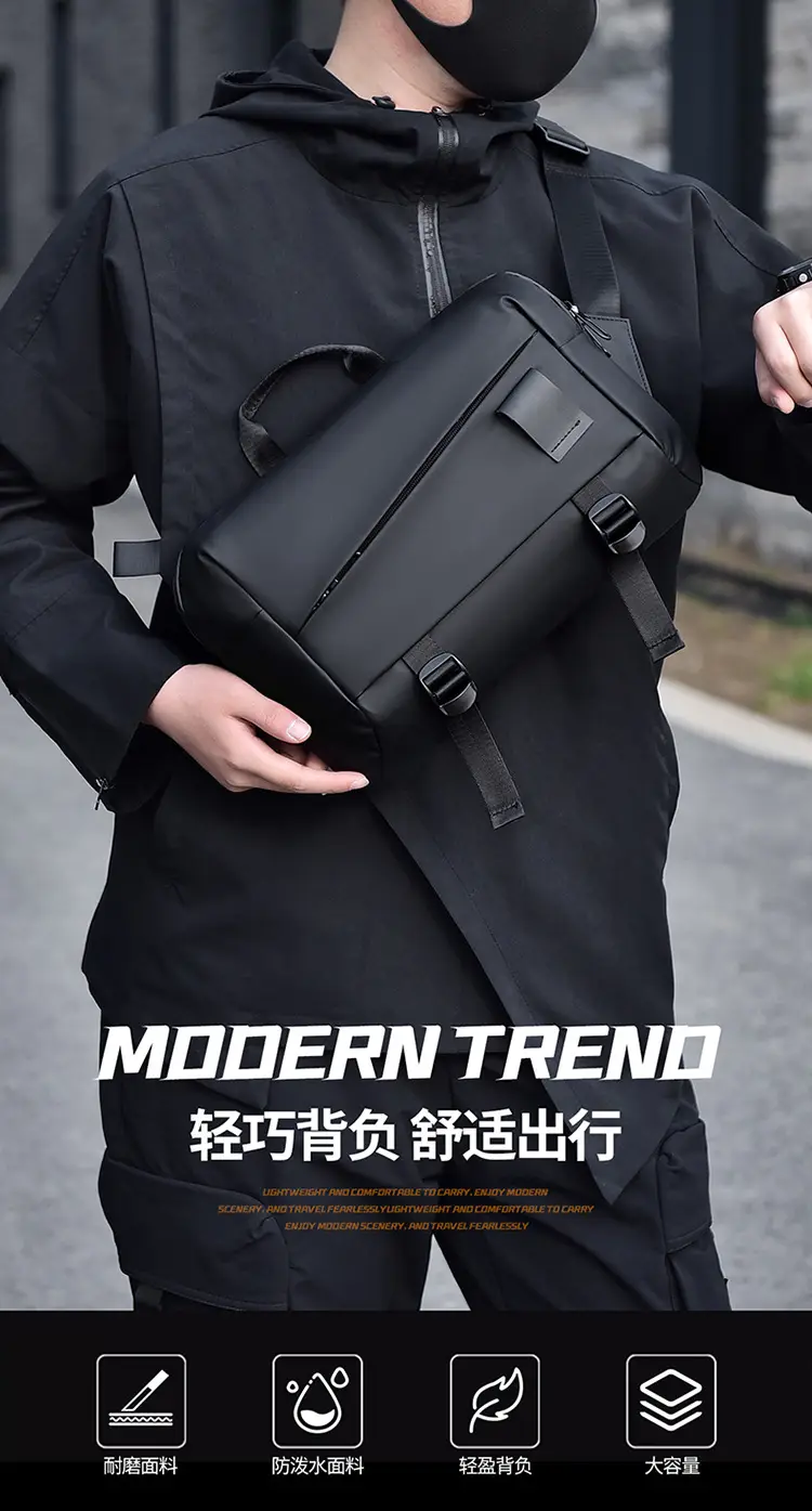 Men's Waterproof Crossbody Bag Large Capacity Black — feature 1