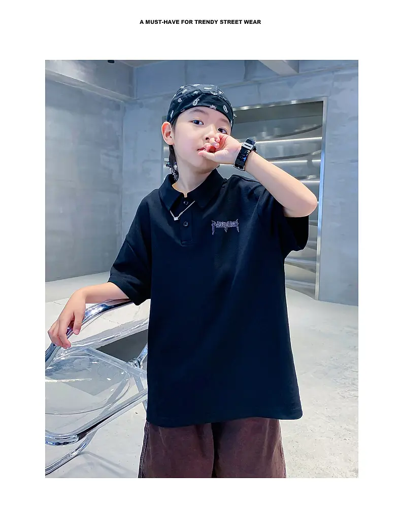 Boys Hip Hop Polo Shirt 2025 Medium to XL — feature 2
