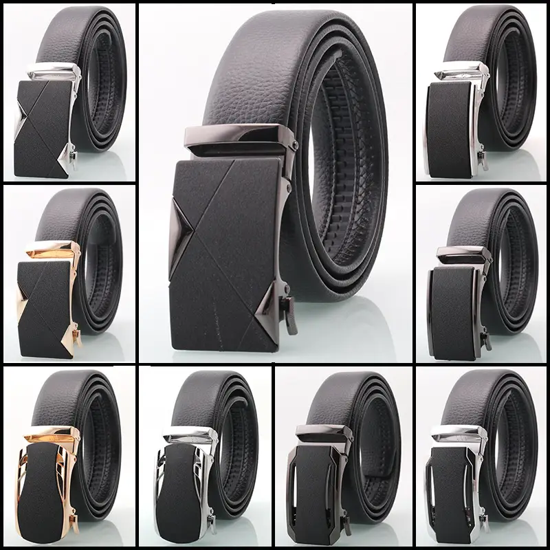 Men's Black Leather Belt with Rose Gold Automatic Buckle - Image 13