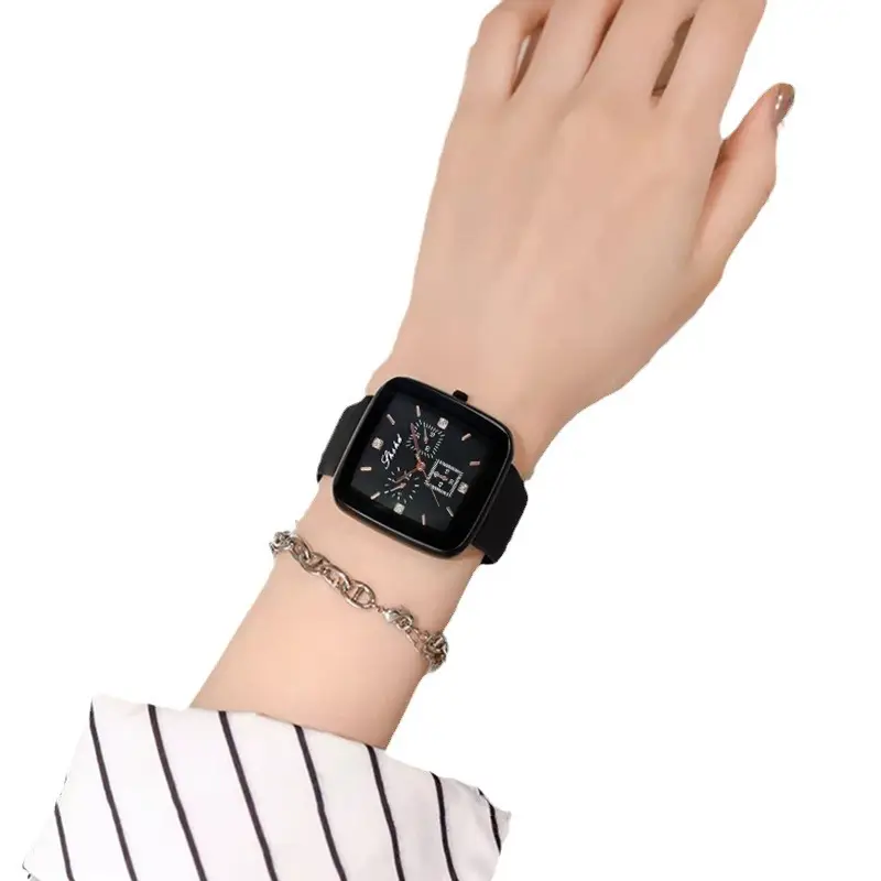 Square Watch with Silicone Strap for Men Women - Image 9