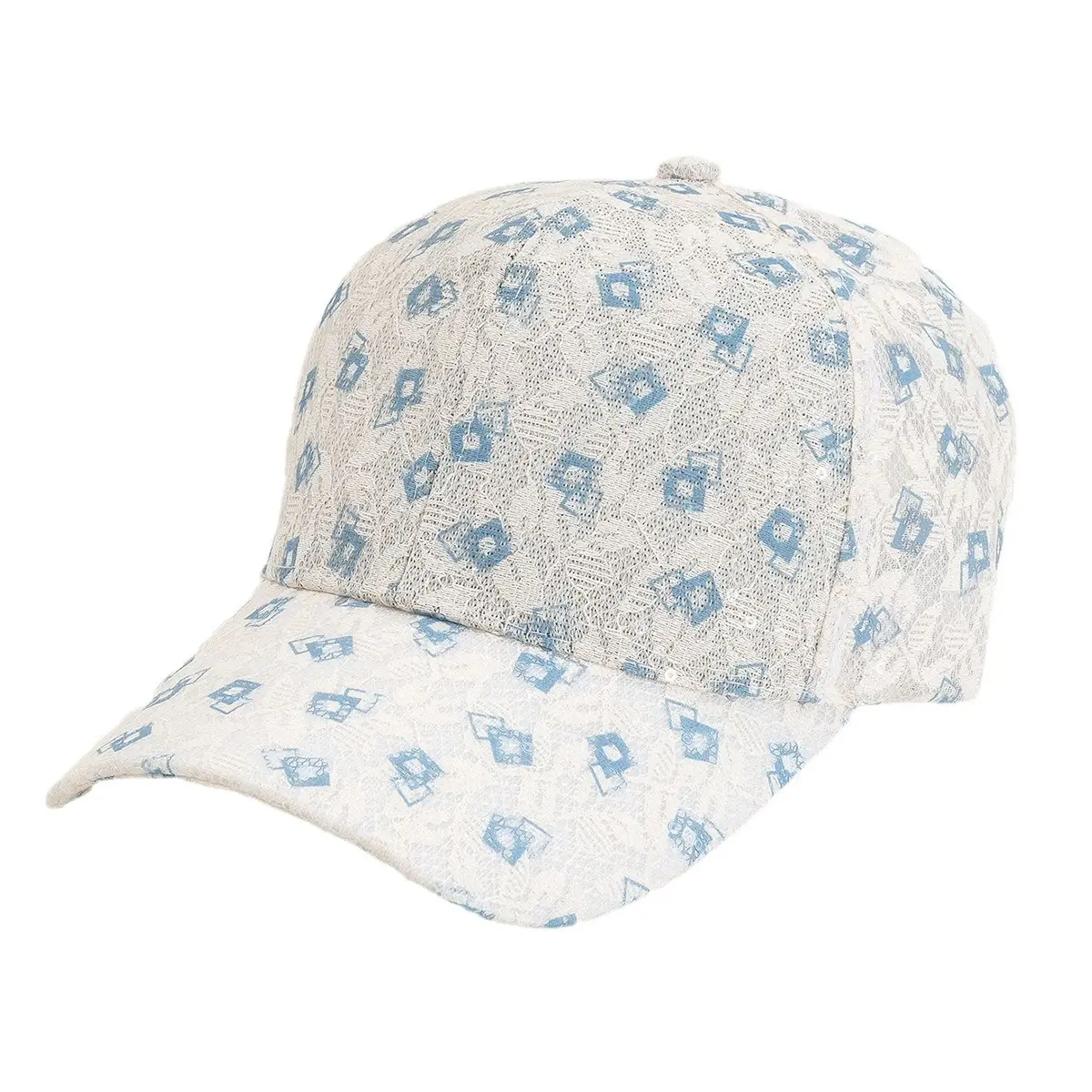Women's White Diamond Cap with Adjustable Strap - Image 9