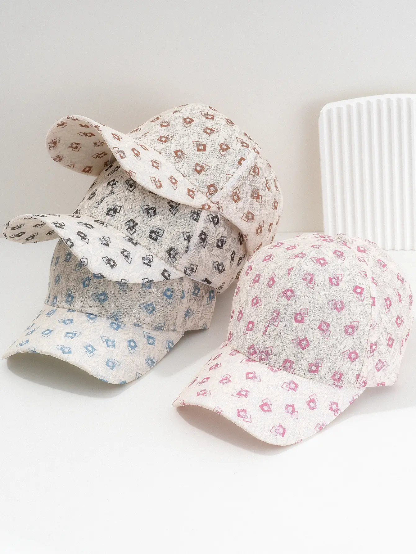 Women's White Diamond Cap with Adjustable Strap — feature 1