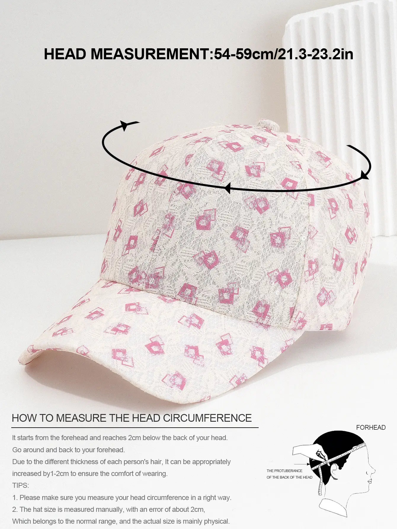 Women's White Diamond Cap with Adjustable Strap — feature 3