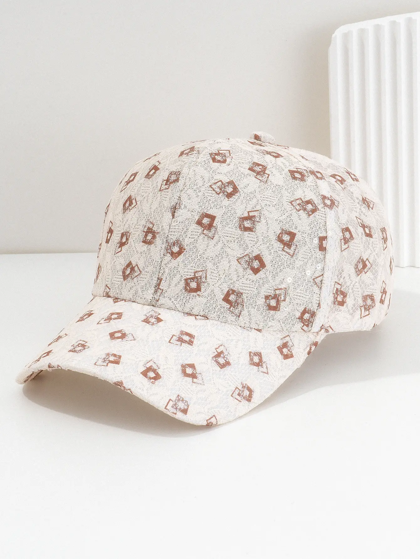 Women's White Diamond Cap with Adjustable Strap — feature 7
