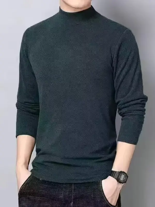 Men's Black Velvet T-Shirt with Half Collar