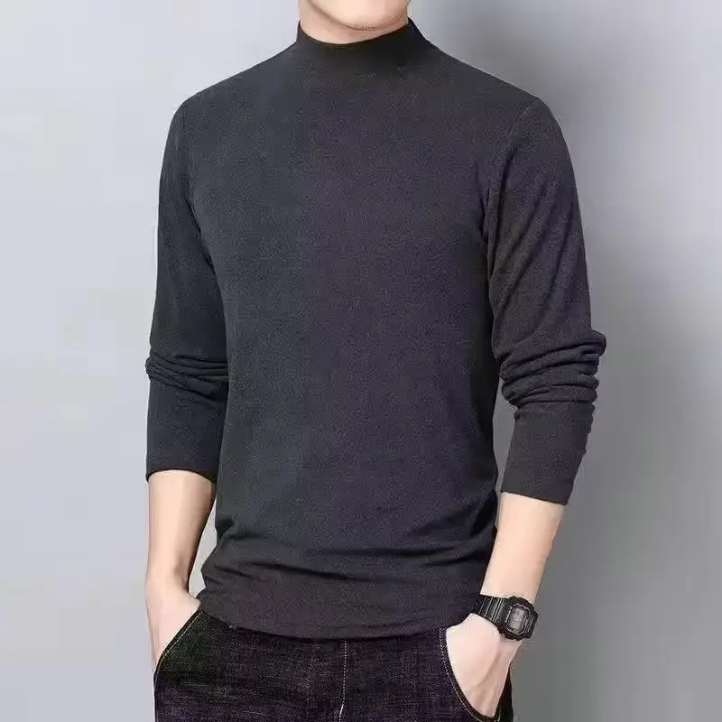 Men's Black Velvet T-Shirt with Half Collar — feature 7