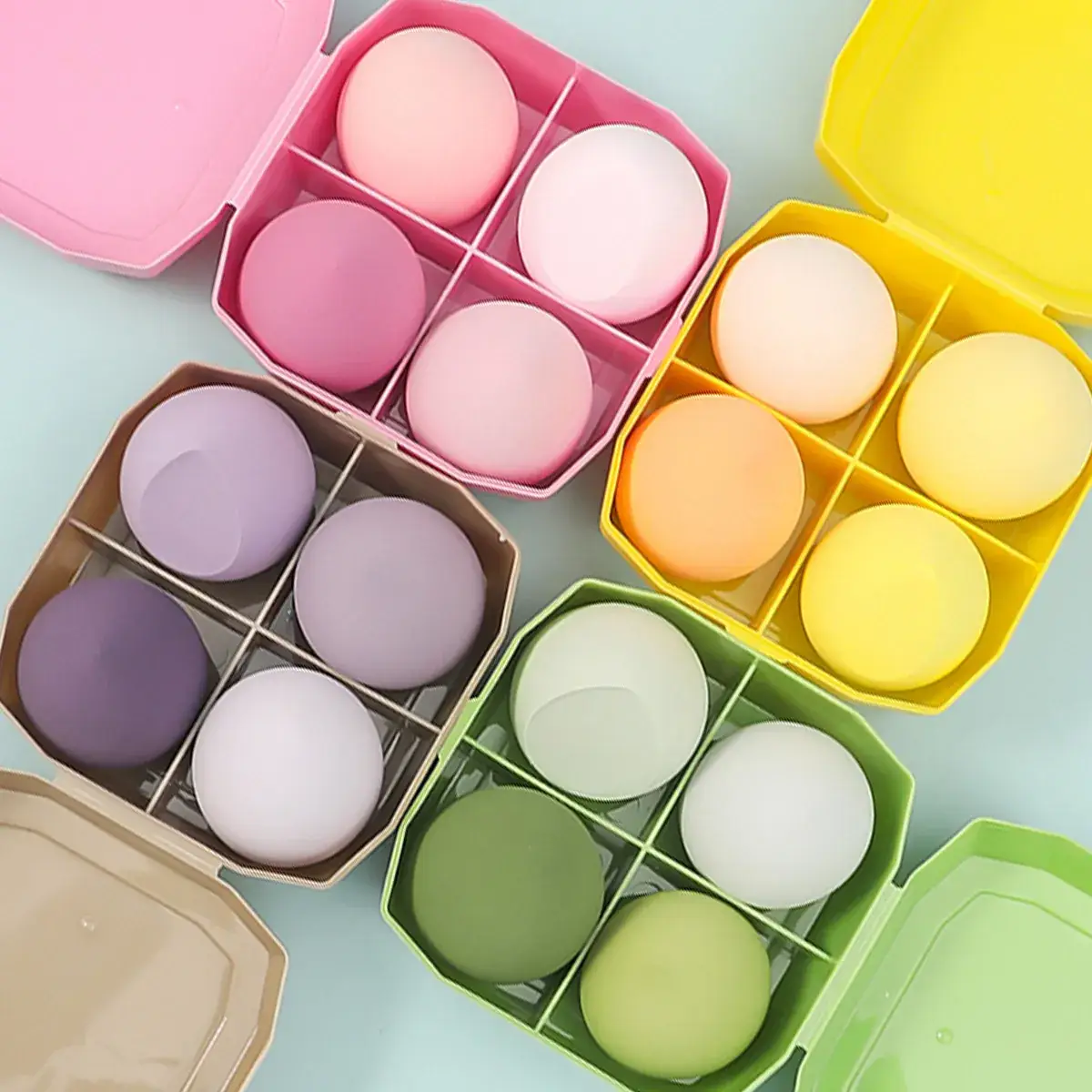 Patent Box 4 Puff Beauty Makeup Egg Air Cushion Powder Puff