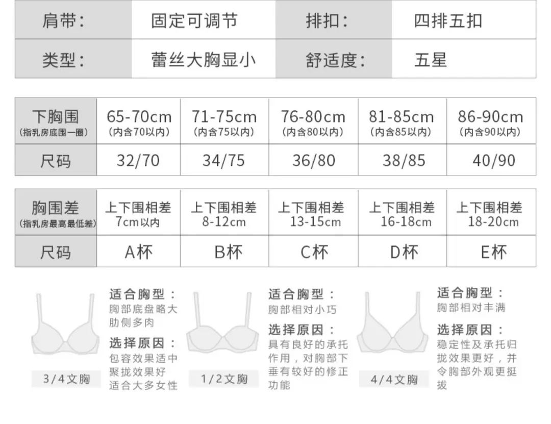 Adjustable plus size Underwear Women's Summer Thin Push-up Lace Bra Anti-sagging Big Chest Small Bra without Rings — feature 12