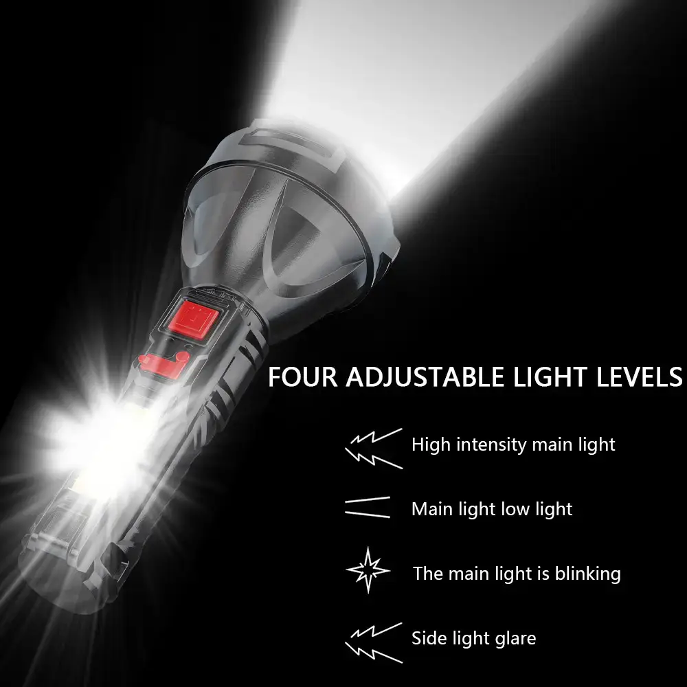 Rechargeable LED Flashlight with COB Side Lamp & USB Port — feature 4