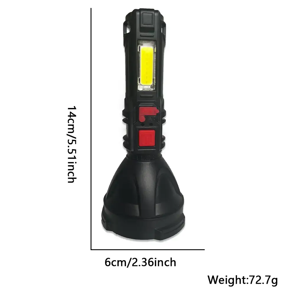 Rechargeable LED Flashlight with COB Side Lamp & USB Port — feature 7