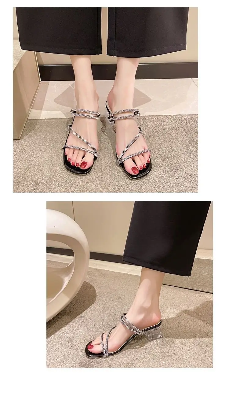 Women's Transparent Rhinestone Heel Sandals 2024 — feature 4