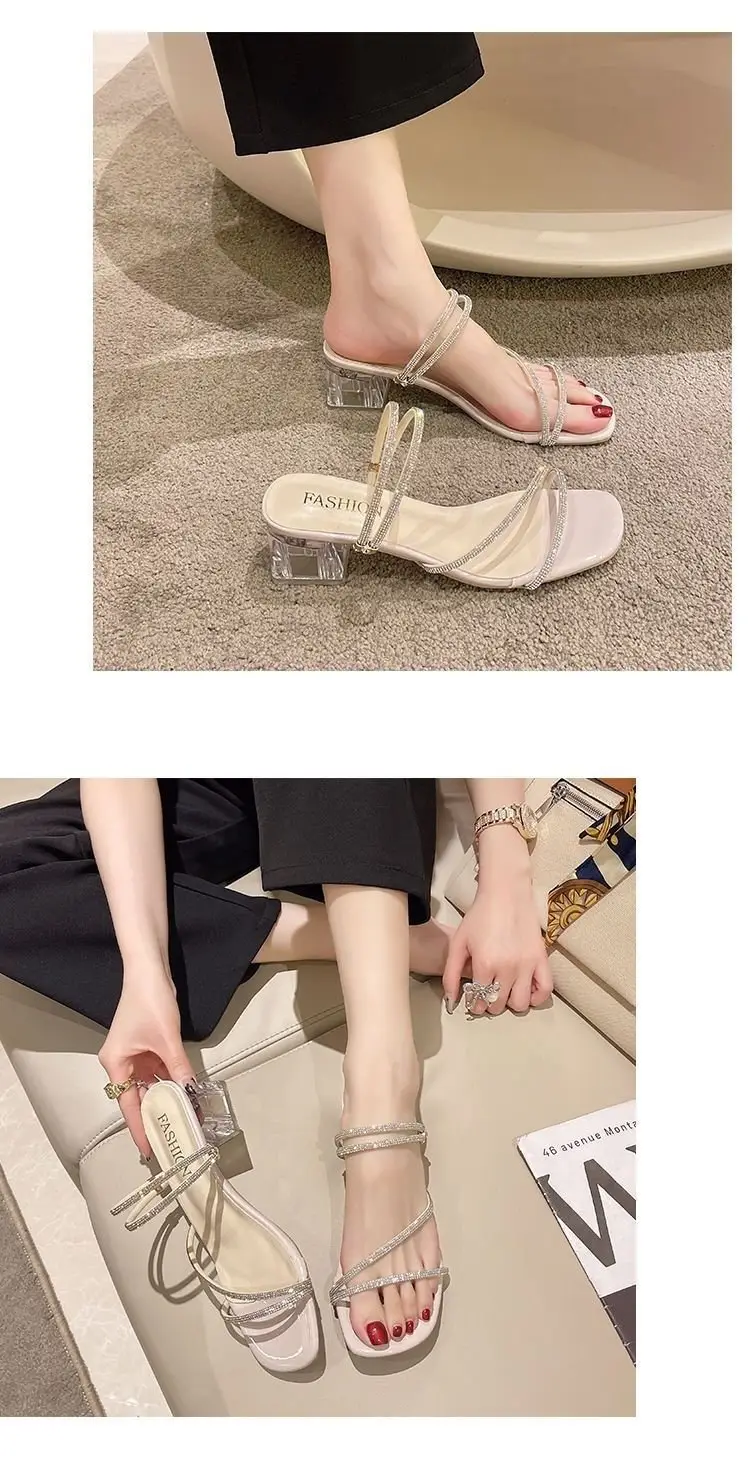 Women's Transparent Rhinestone Heel Sandals 2024 — feature 7
