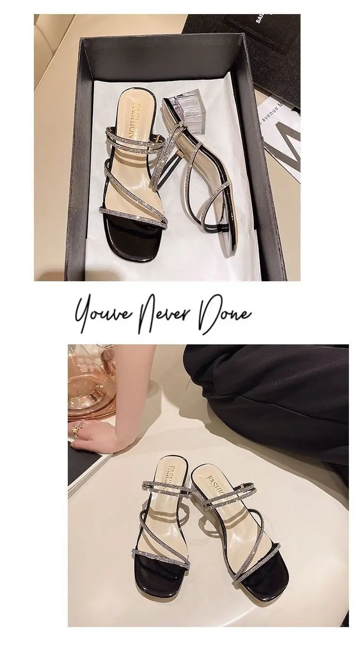 Women's Transparent Rhinestone Heel Sandals 2024 — feature 8