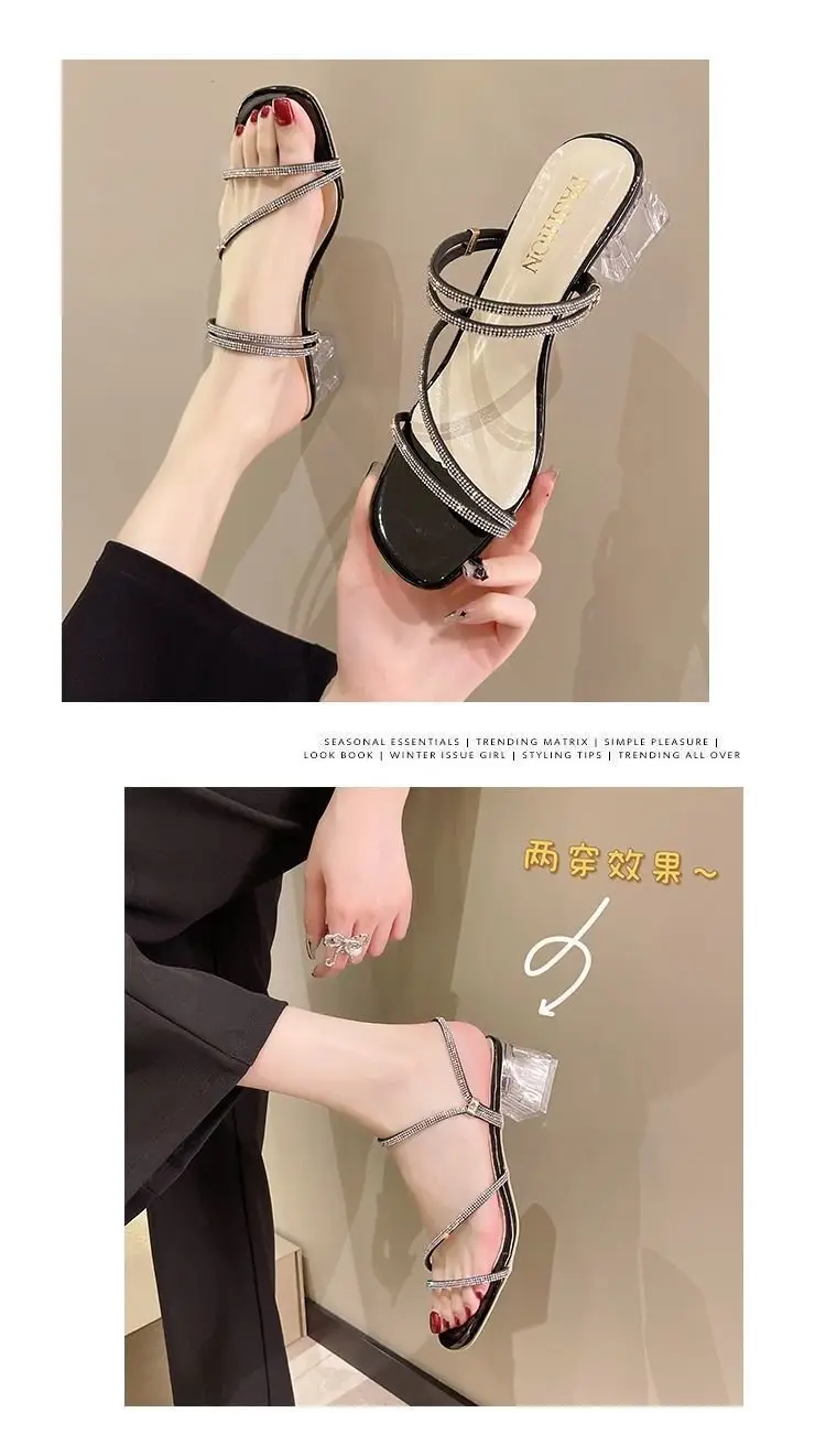 Women's Transparent Rhinestone Heel Sandals 2024 — feature 9